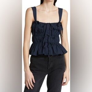 Moon river elasticized peplum green tank top size medium